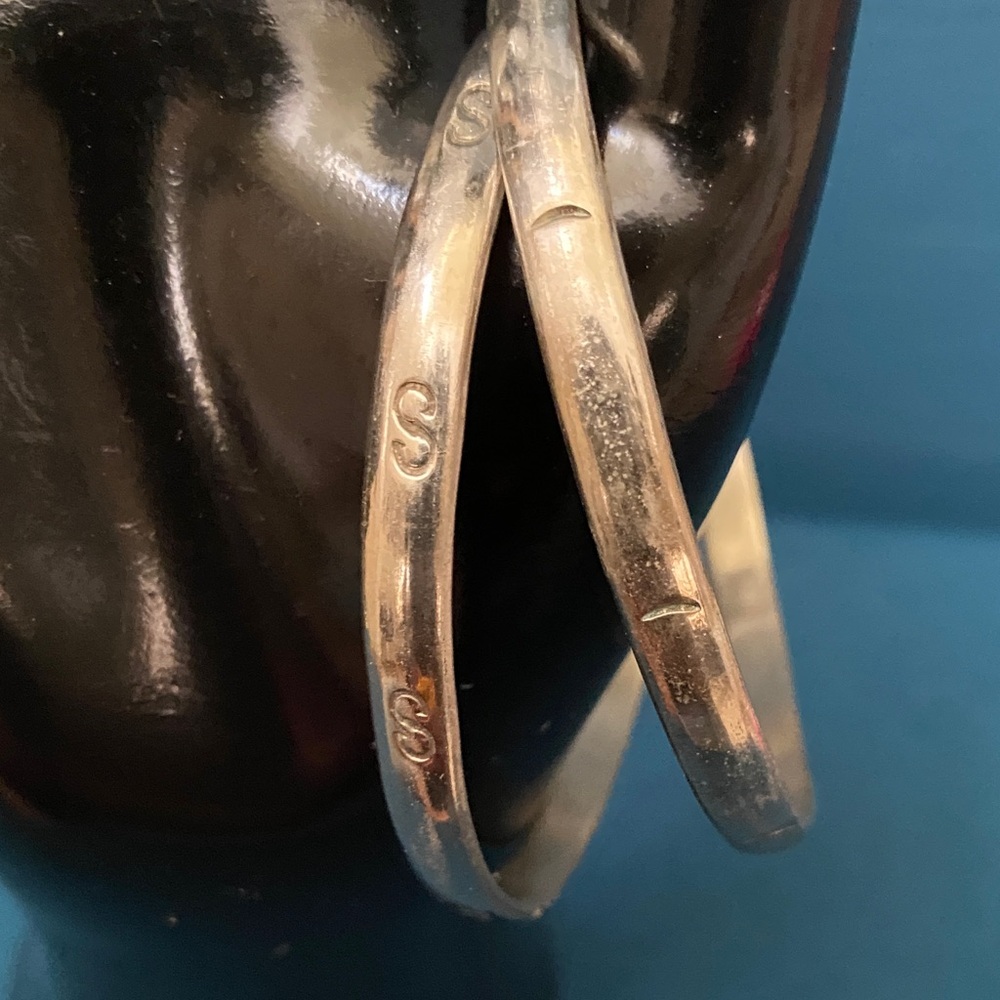 Vintage Mexican Silver tone Metal Bangle Set - Picture 5 of 7